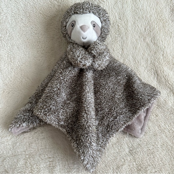 Carter’s Sloth Baby Security Blanket Brown Lovey 14x14” Soother Plush Nursery - Picture 1 of 6